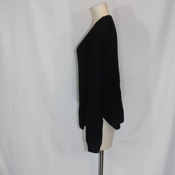 Aritzia Wilfred Free Black Walter Waffle Knit Merino Wool V-neck Sweater Sz S - Picture 3 of 8